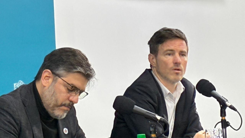 Conferencia de prensa del ministro Carlos Bianco junto a Augusto Costa
