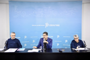 Conferencia de prensa del ministro Carlos Bianco, Larroque y la directora general Terigi